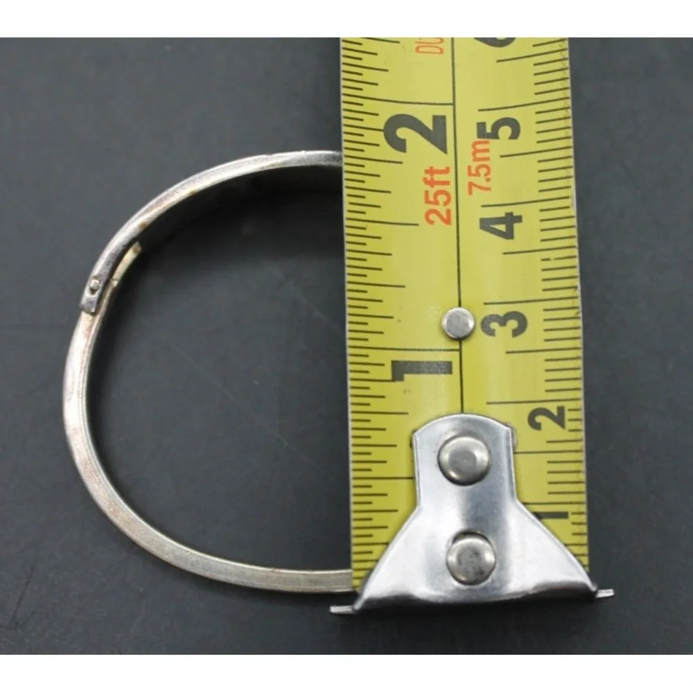 Vintage Mexico Sterling Silver Red Enamel Child Bangle Bracelet Mother of Pearl
